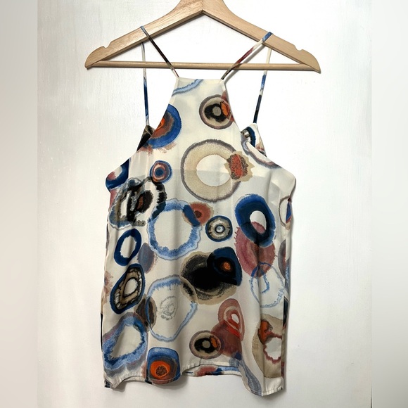 Kensie abstract satin tank top, VGUC, sz small - Picture 2 of 4